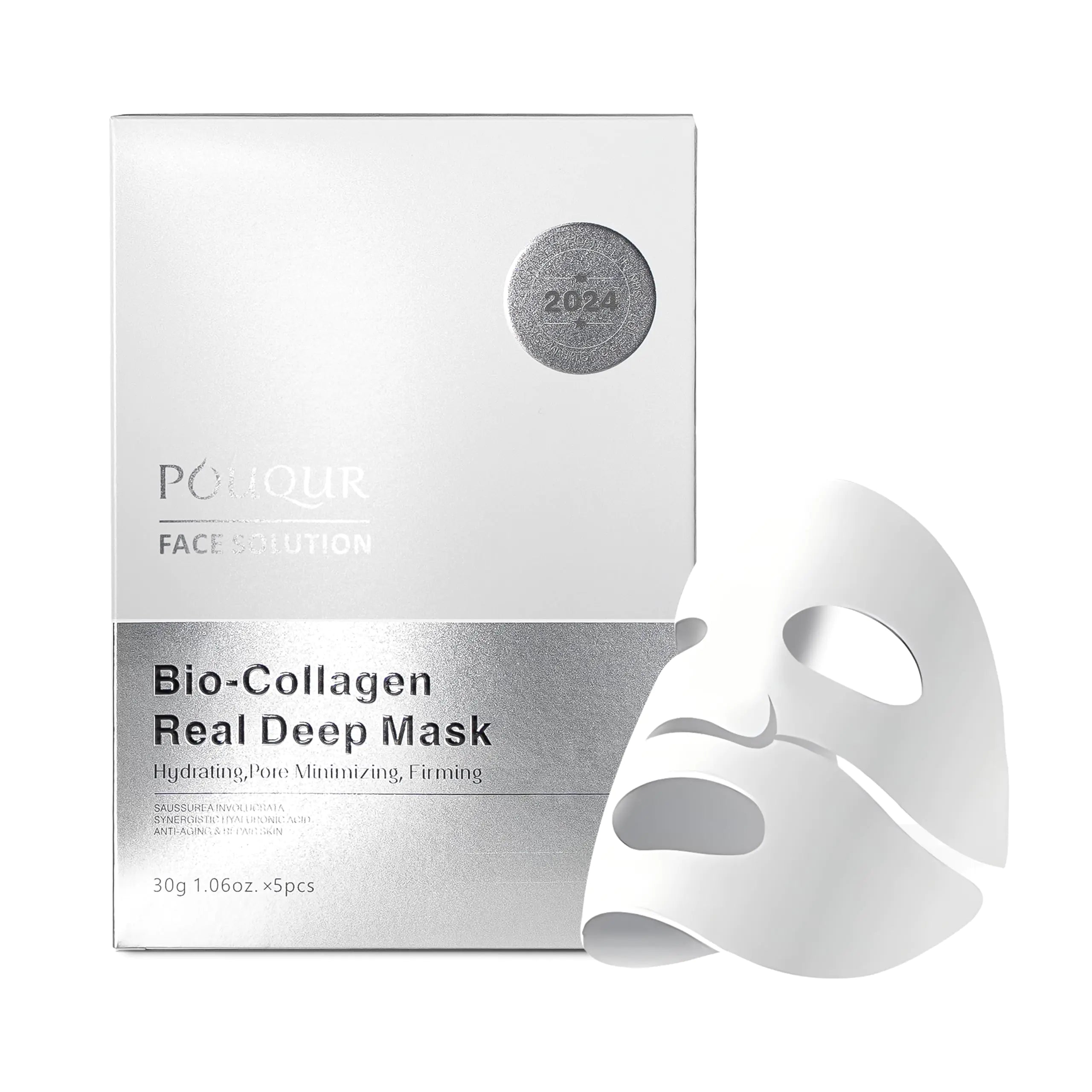 POUQUR 5PCS Bio-Collagen Real Deep Mask Hydrating Overnight Hydrogel Mask Anti-AgingPore Minimizing FirmingAbsorbs dirt deep inside face.