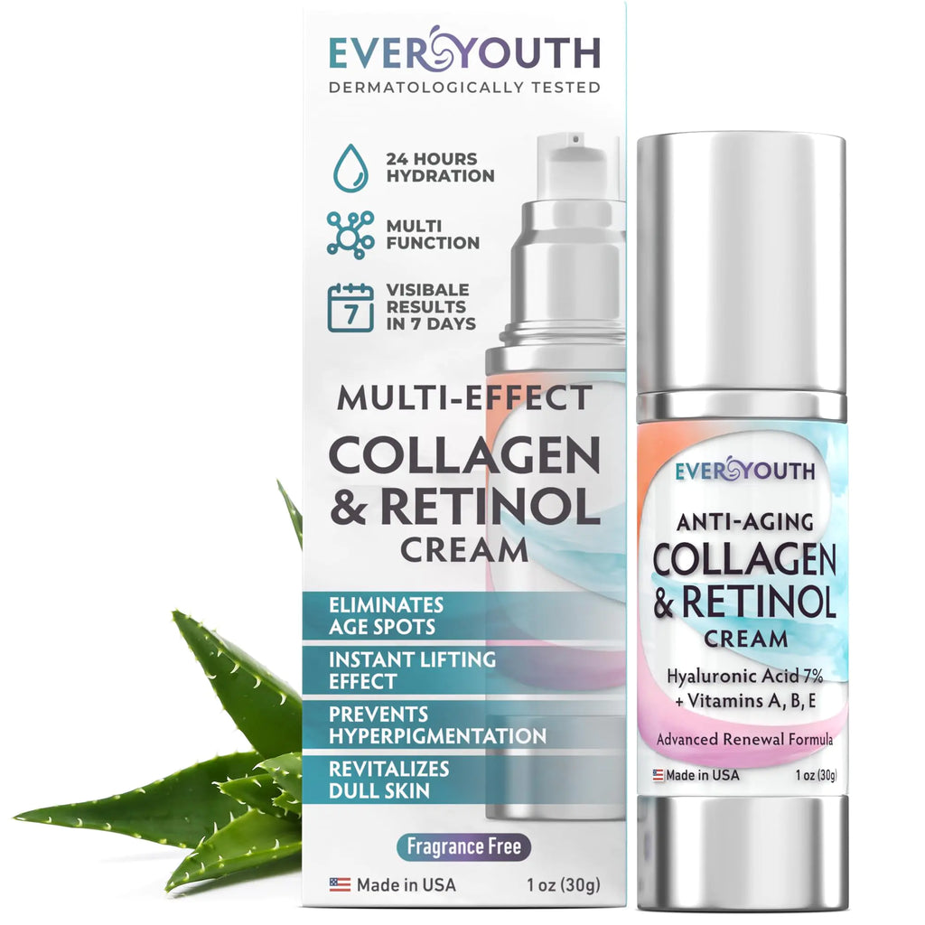 Face Moisturizer for Women Hydrating Serum Travel Size Lotion with Collagen Retinol Hyaluronic Acid & Vitamin A Anti Aging Face Cream Made in USA Facial Moisturizer Wrinkle Cream for Women 1oz