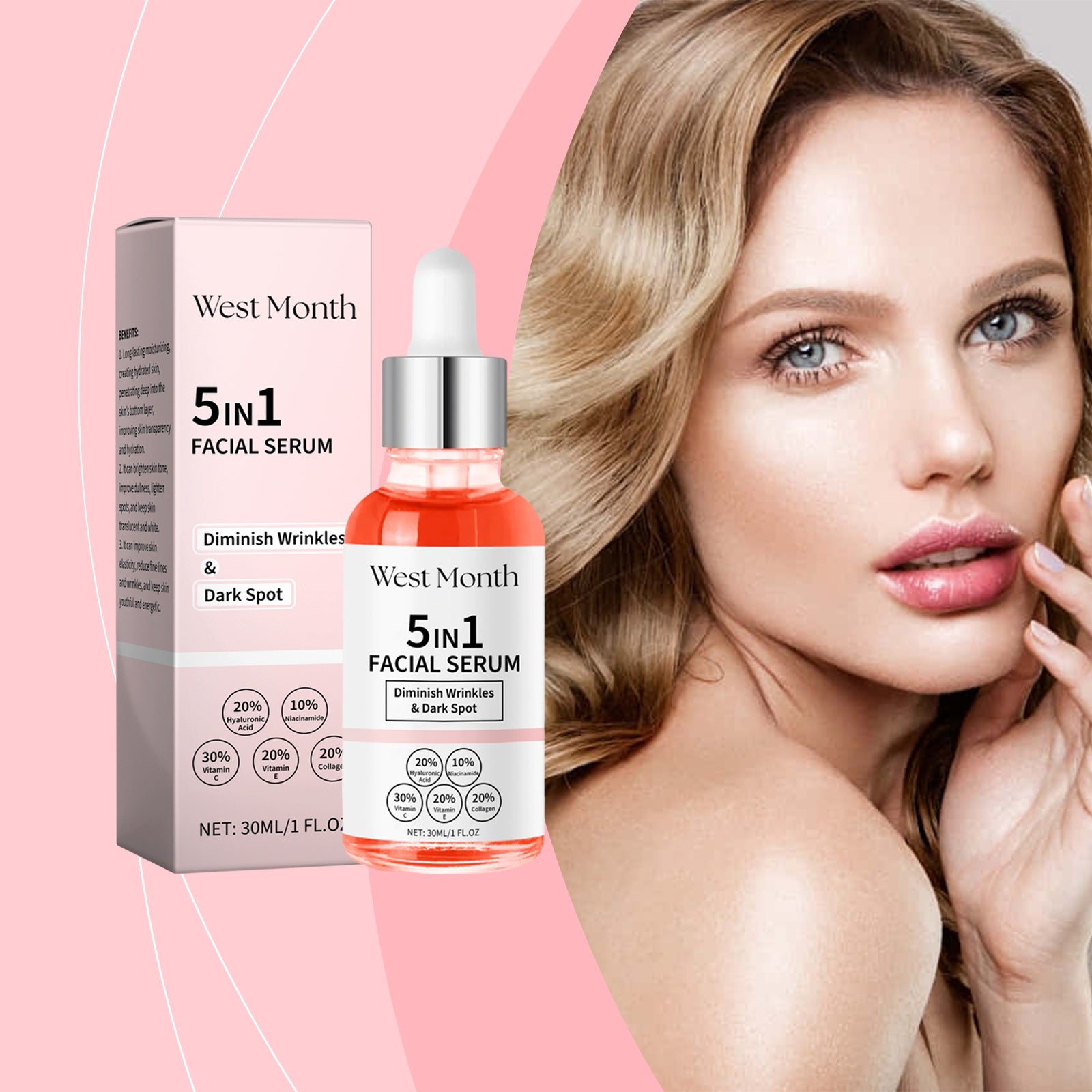 West&Month
 All-In-One Serum For Skin Improvement , Vitamin C Even-Brightening Niacinamide Serum