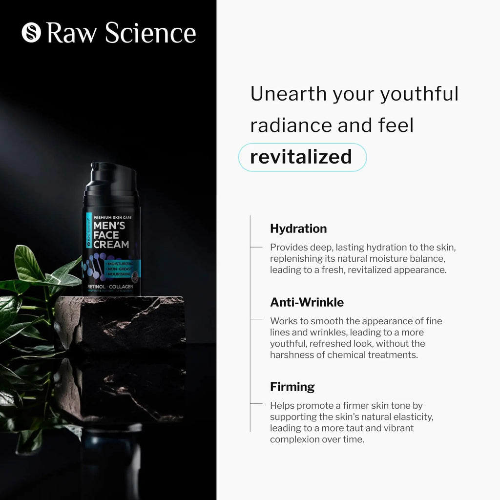 Mens Face Cream Retinol Anti Aging Face Moisturizer with Collagen Acid 1.7 Oz