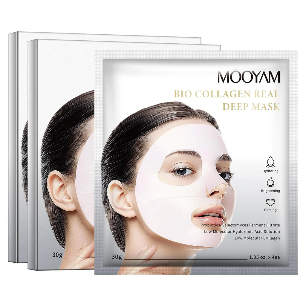 GUOYAOLIFU BIO Collagen Real Deep Mask Hydrating Overnight Hydrogel Mask Low Molecular Weight Collagen for Lifting Firming and Moisturizing 8 Packs