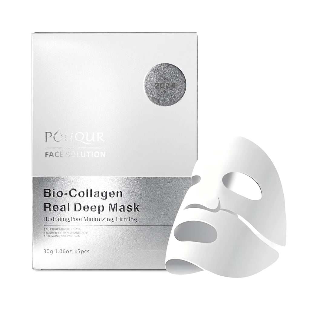 POUQUR 5PCS Bio-Collagen Real Deep Mask Hydrating Overnight Hydrogel Mask Anti-AgingPore Minimizing FirmingAbsorbs dirt deep inside face.